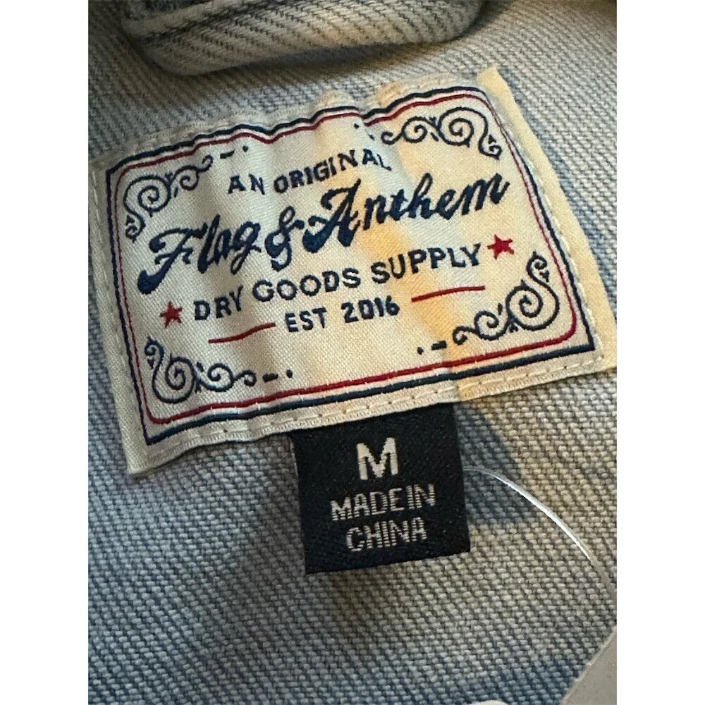 Flag & Anthem Denim Jacket Womens Size M Blue Light Wash Button Front - Picture 4 of 6